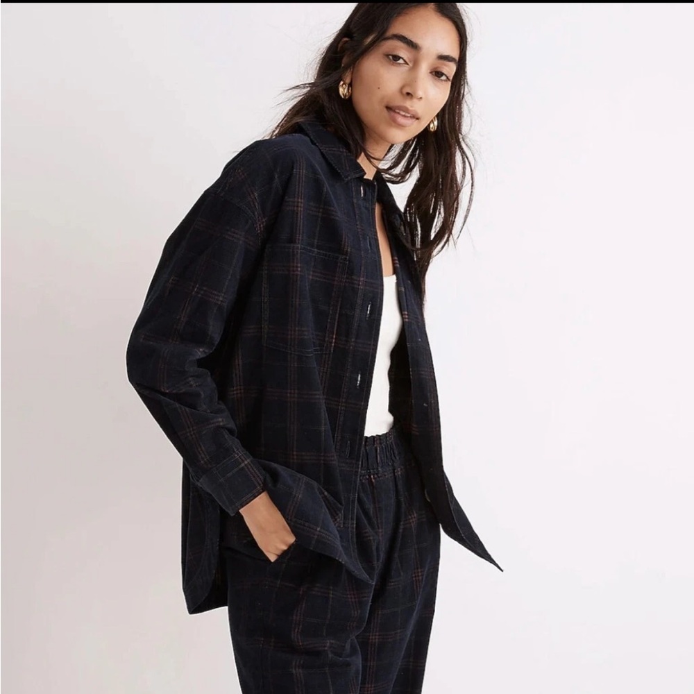 EUC Madewell Corduroy Kentwood Oversized Shirt-Jacket in Plaid - medium